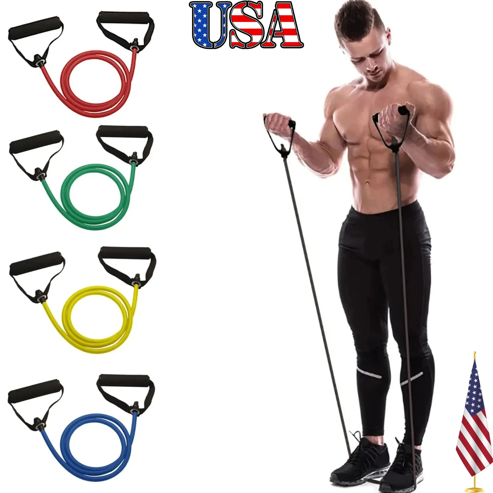 Resistance Bands With Handles Exercise Fitness Training Workout Set