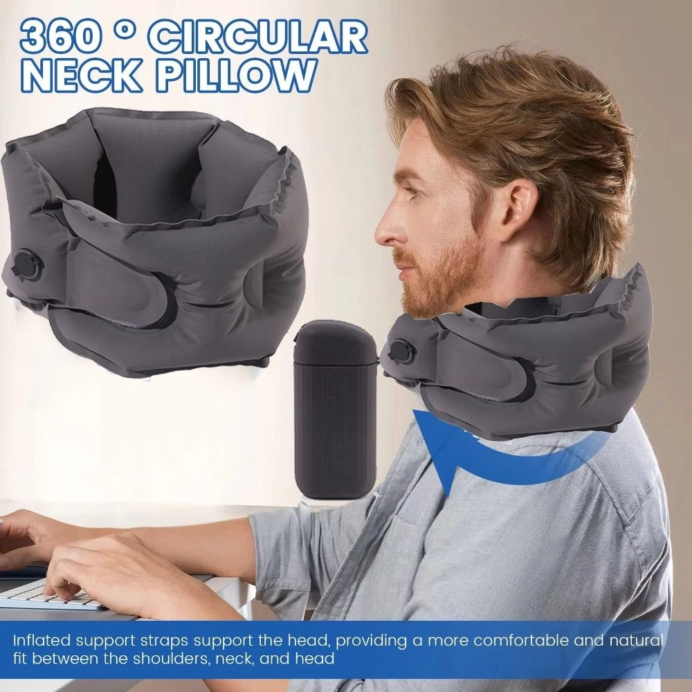 Inflatable U Shaped Travel Pillows Neck Support Soft Head Rest Plane Car Cushion