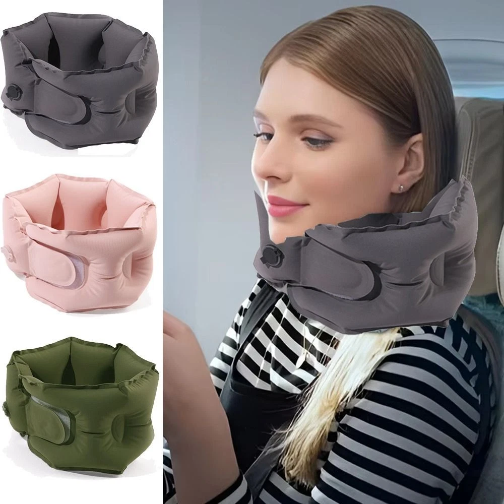 Inflatable U Shaped Travel Pillows Neck Support Soft Head Rest Plane Car Cushion