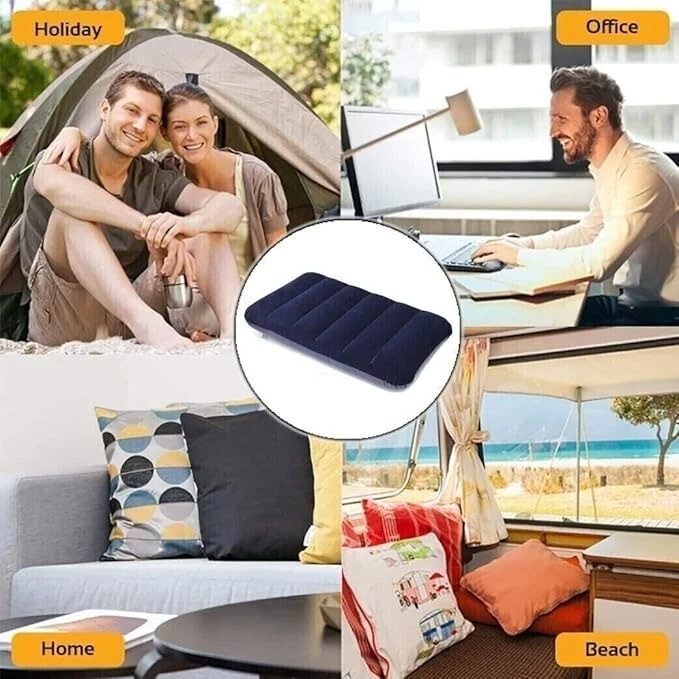 Inflatable Pillows Blow Up Travel Cushions Neck Rest Support Camping Flight UK